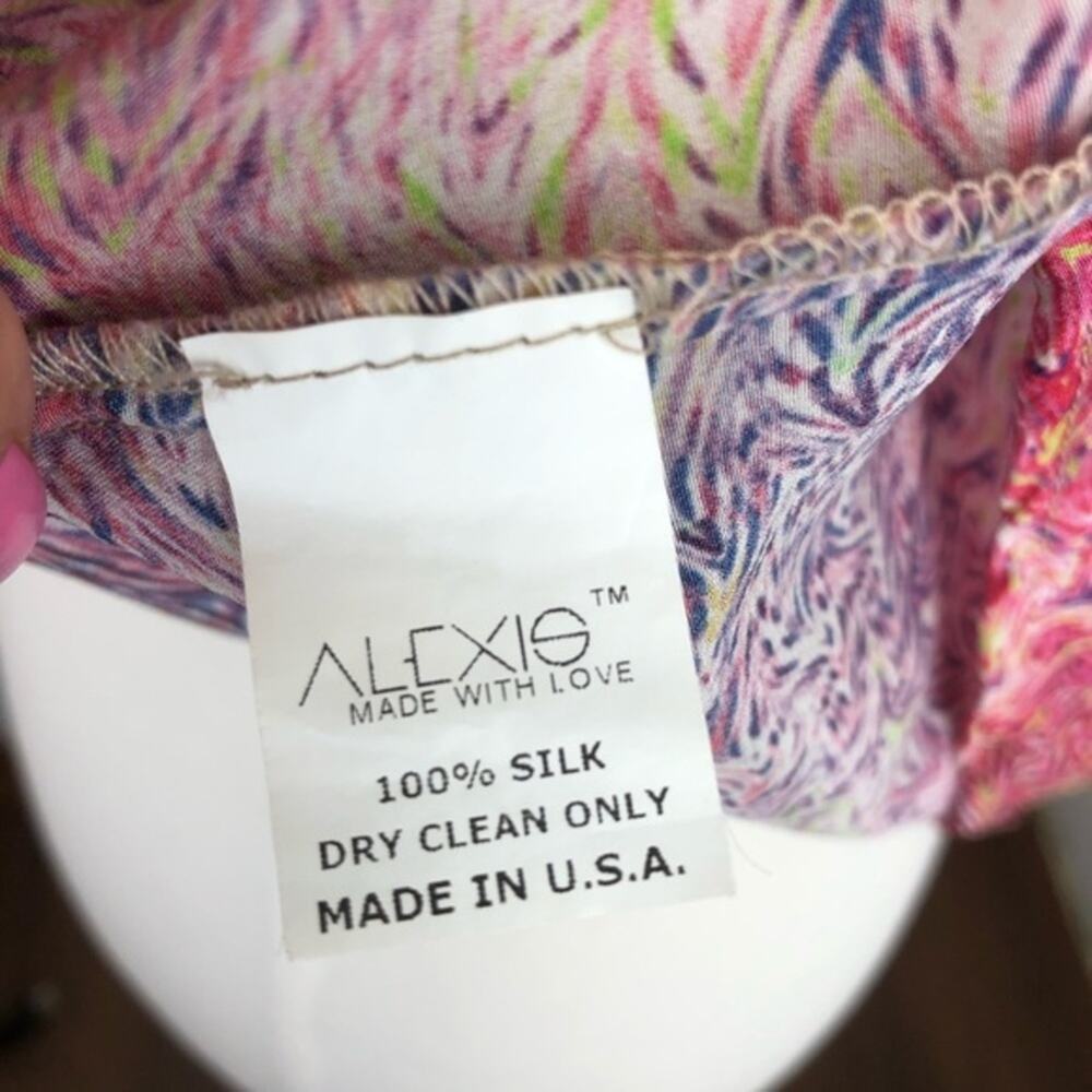 Alexis Silk Racerback Colorful Watercolor Sleeveless Racerback Tank Top Small - Picture 6 of 7
